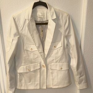 White Women's Cotton Utility Blazer Jacket